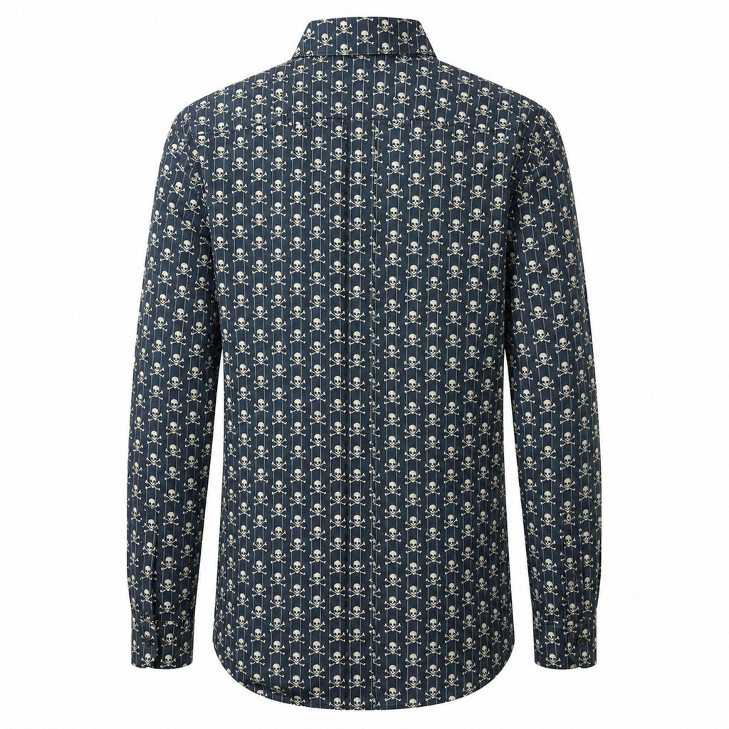 Dolce & Gabbana – blue skull-print shirt – full back view on white background