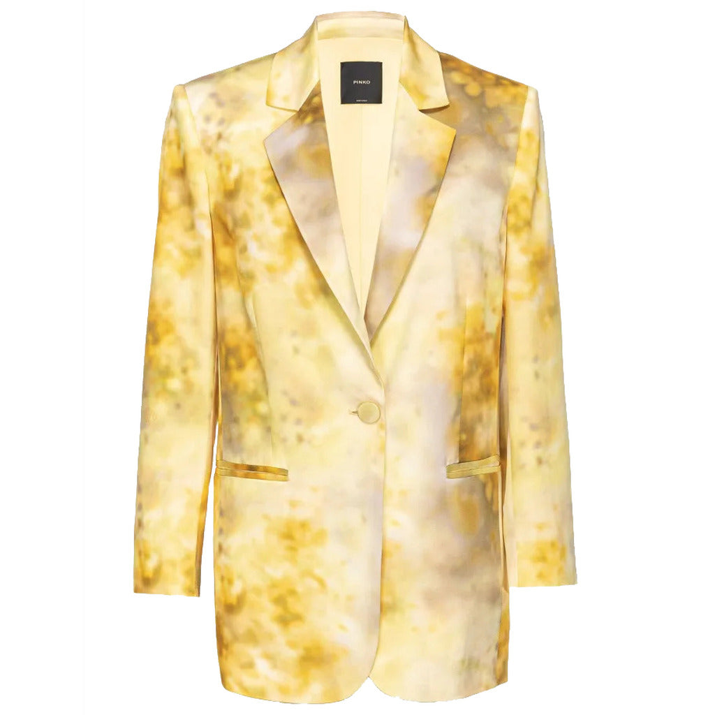 Pinko Yellow Floral Satin Blazer