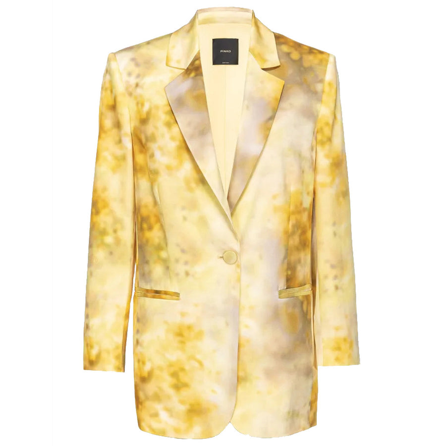 Pinko Yellow Floral Satin Blazer
