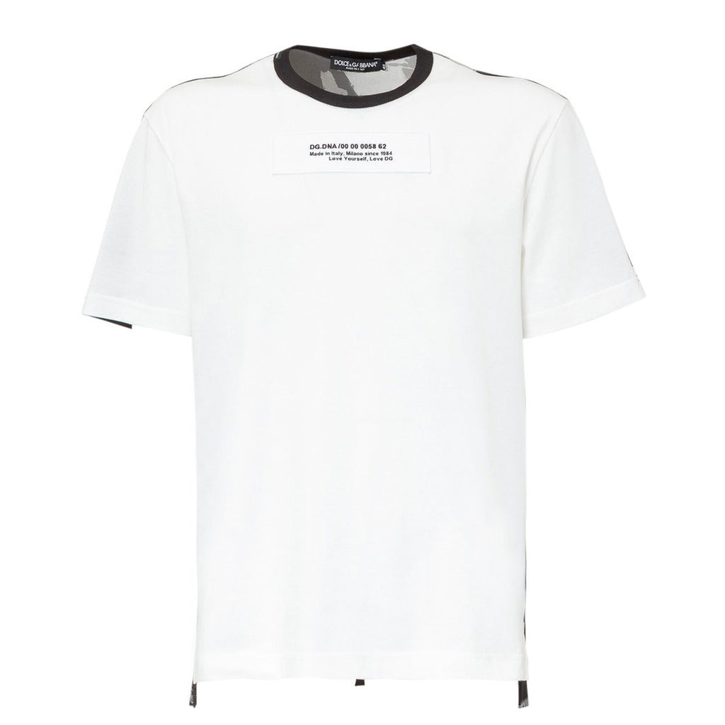 Dolce & Gabbana – DG Cotton T-Shirt – front view, white with dark neckline