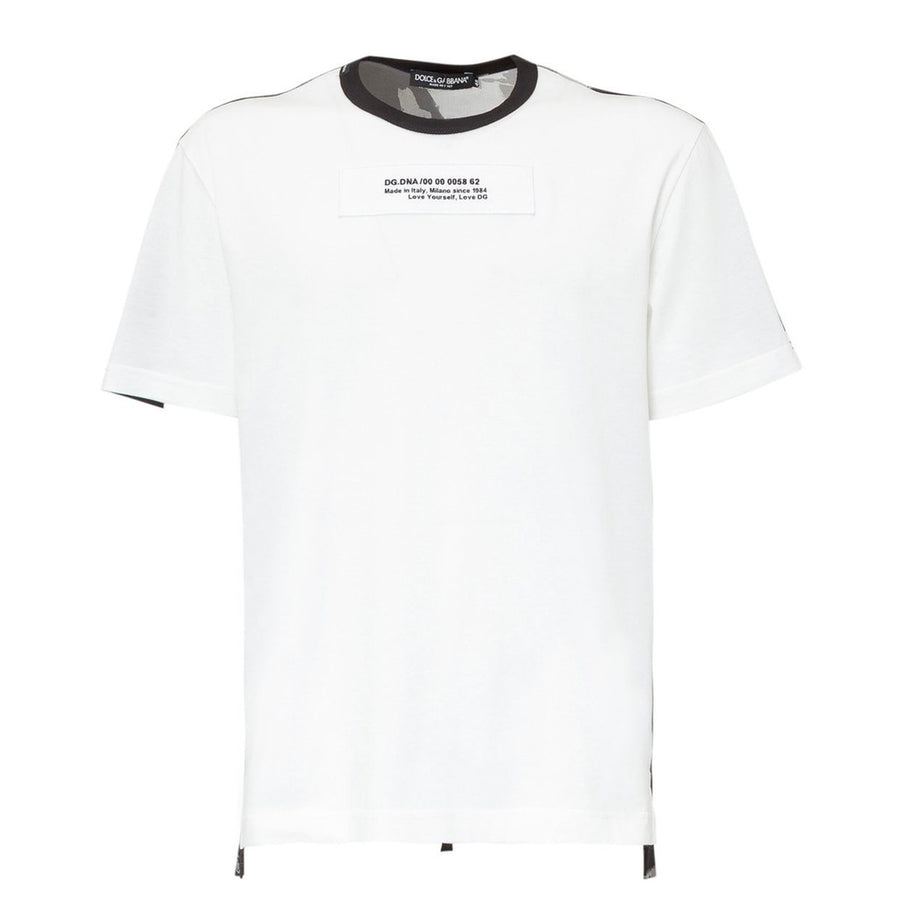 Dolce & Gabbana – DG Cotton T-Shirt – front view, white with dark neckline