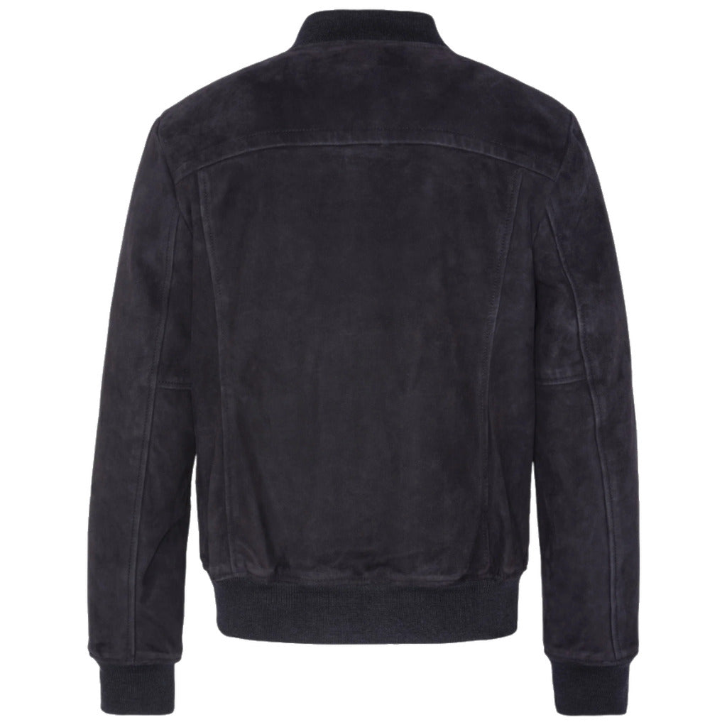 Schott Nyc – GOAT SUEDE CASUAL BOMBER JACKET – Dark blue back view