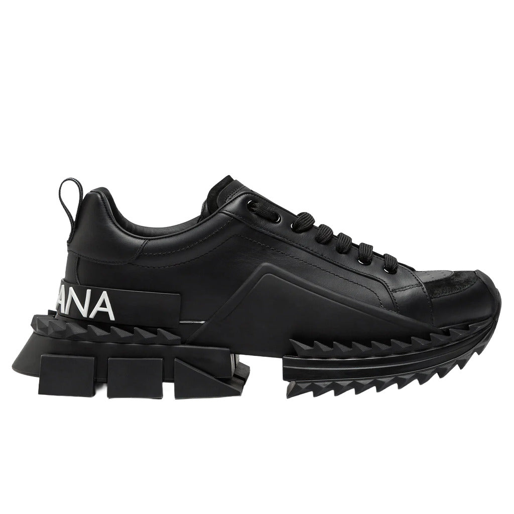 Dolce & Gabbana – Super Queen black leather sneakers – single sneaker in side profile