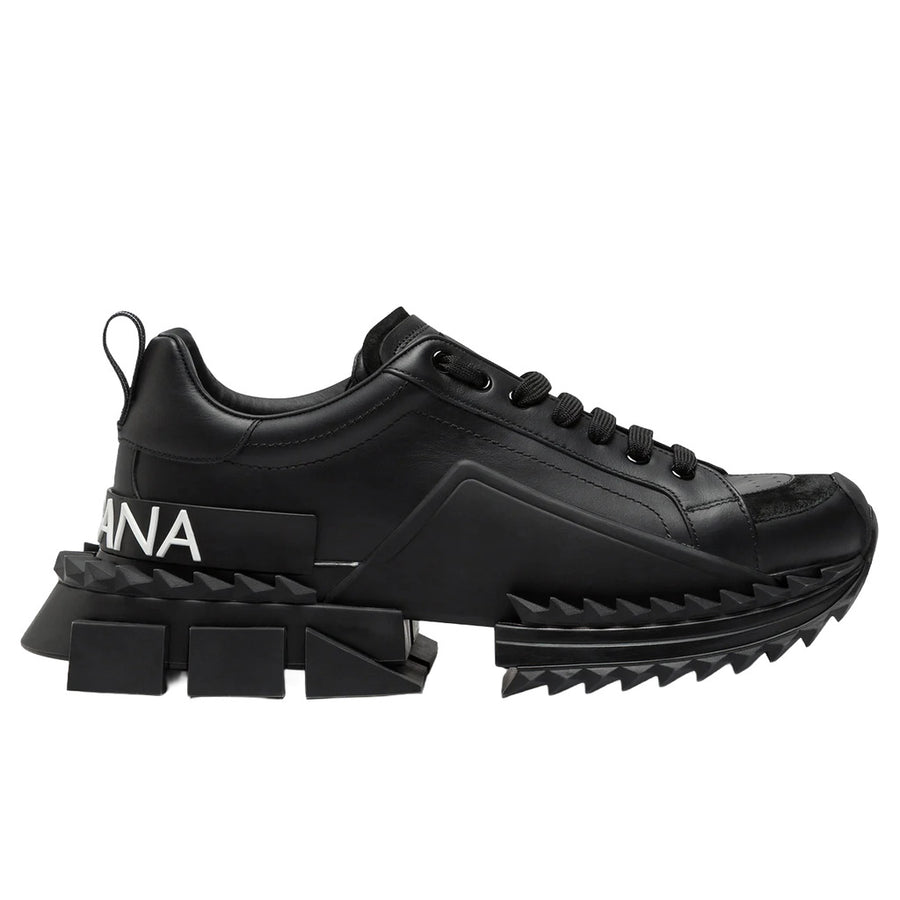 Dolce & Gabbana – Super Queen black leather sneakers – single sneaker in side profile