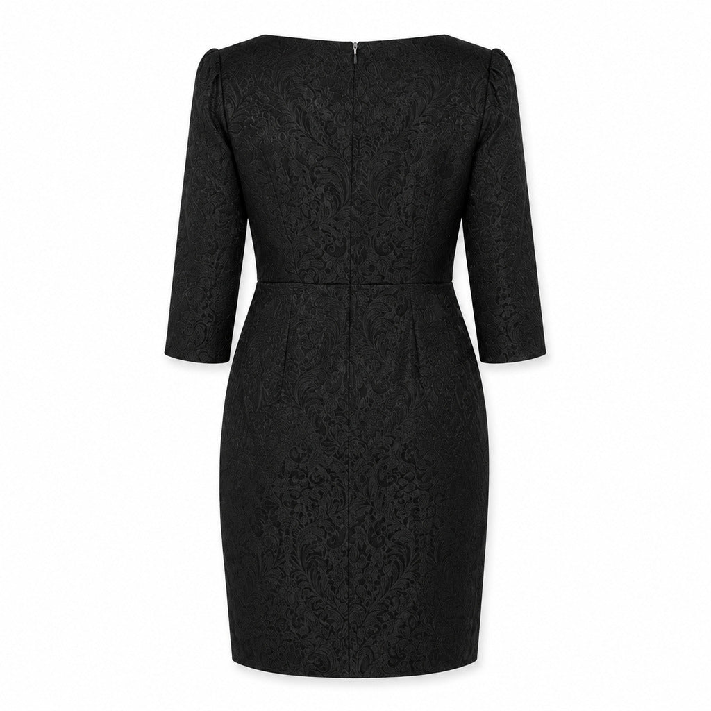Dolce & Gabbana – black embroidered dress – back view with zip, flat product image