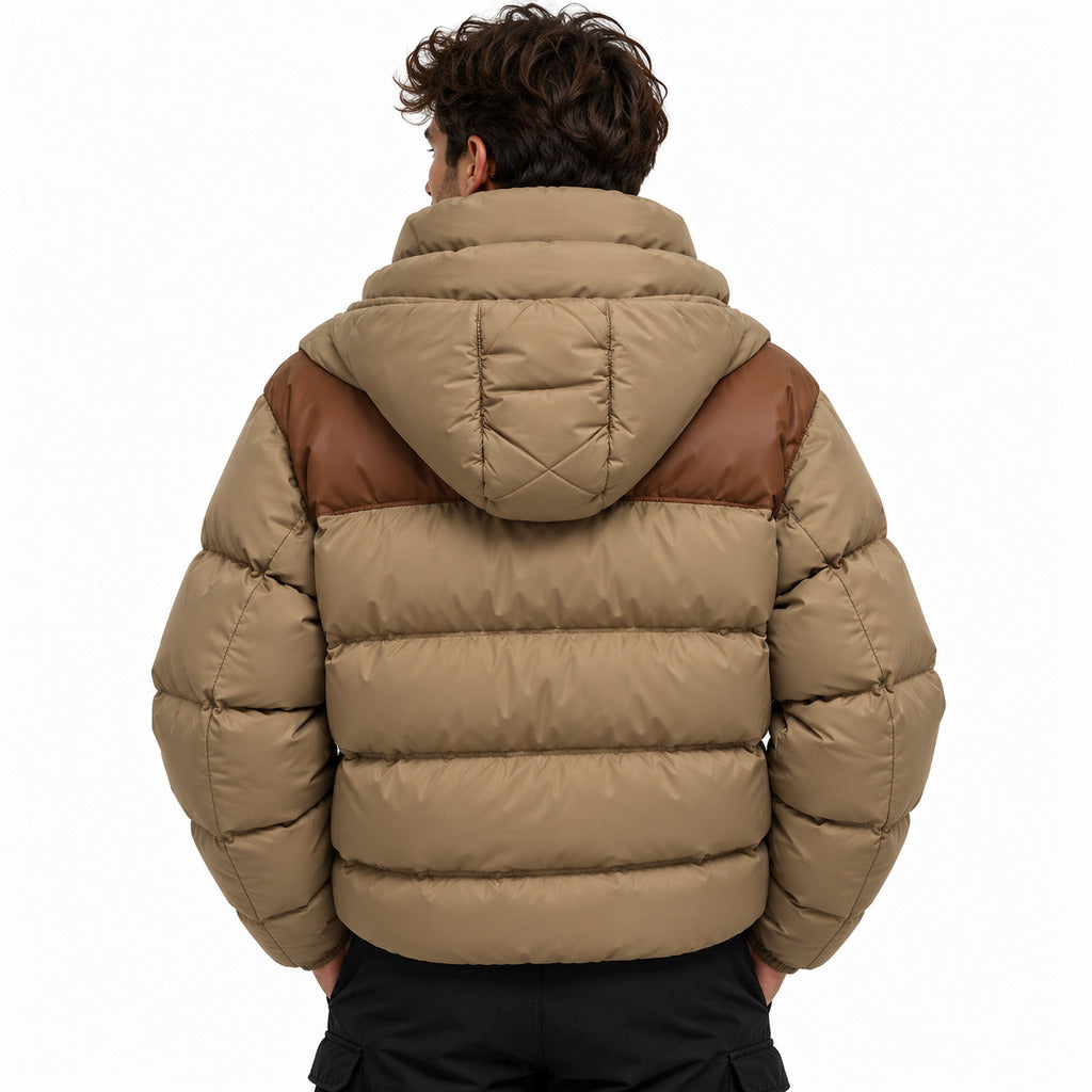 Hogan – Hooded Padded Jacket in Green – rear view worn by a man