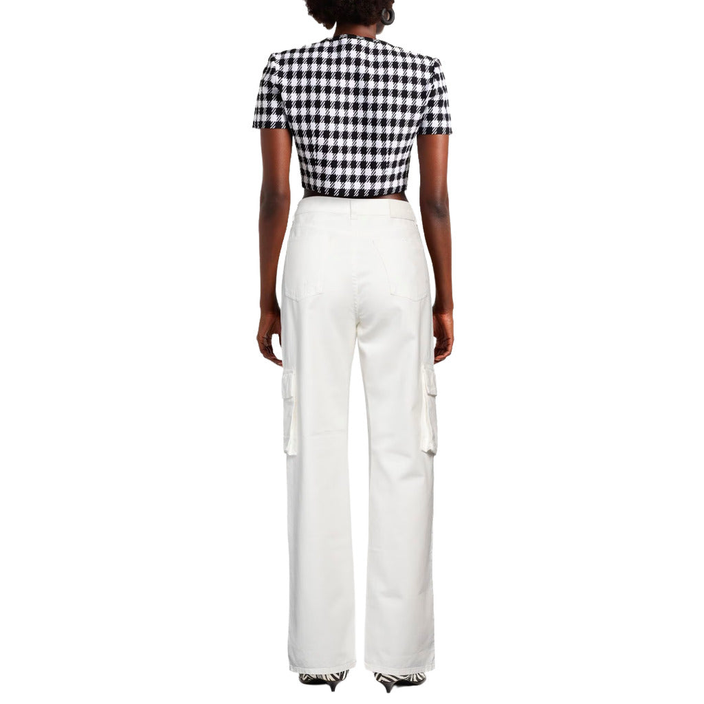 Pinko Caty Cargo Trousers in White Denim