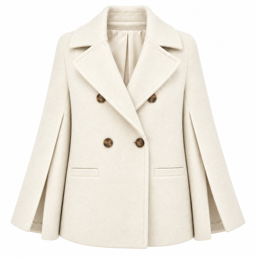 Loro Piana Tessuto – Kimono-Style Double-Breasted Peacoat – front view on white background