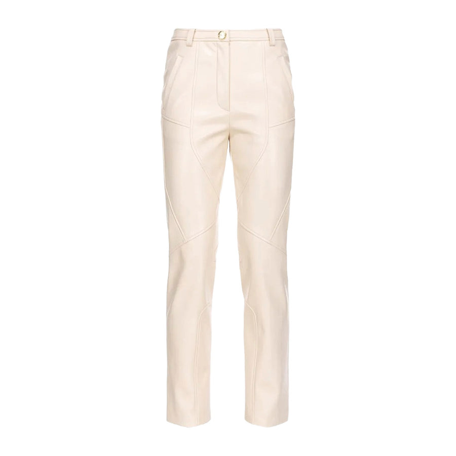 Pinko Pasitea Trousers in Beige Faux Leather