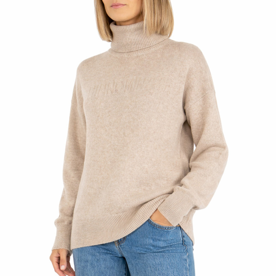 Hinnominate High-Neck Sweater in Beige
