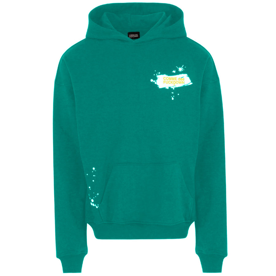 Comme Des Fuckdown Green Cotton Printed Hoodie