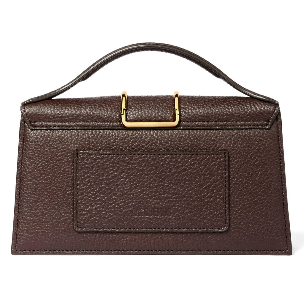 Jacquemus – Le Grand Bambino brown leather shoulder bag – rear view showing stitched patch pocket