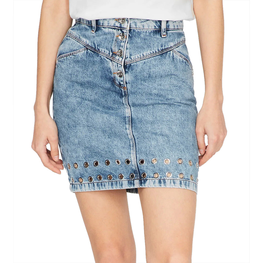 Patrizia Pepe Denim Miniskirt in Light Blue