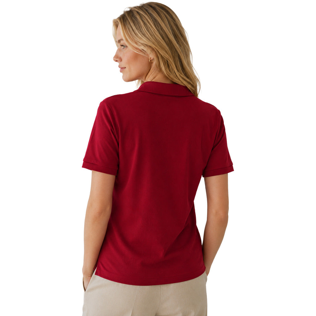 Parajumpers – Ginan red polo shirt – back three-quarter view worn by model