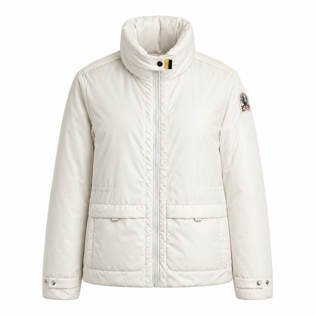 Parajumpers – Nairana beige down jacket – front view, flat product shot with high collar