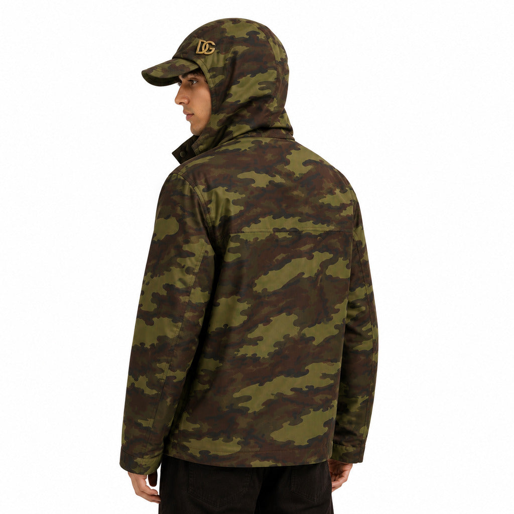 Dolce & Gabbana – camouflage hooded jacket – rear view on model