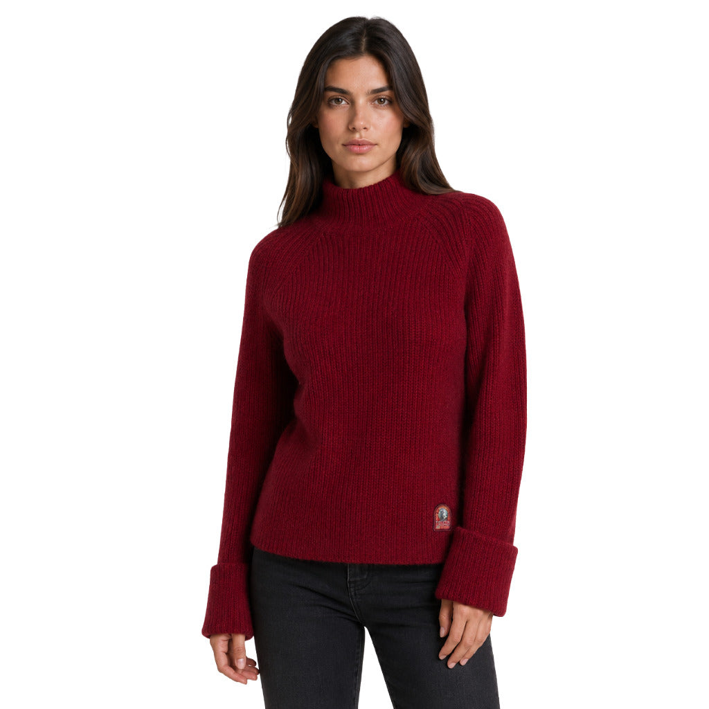Parajumpers – Dalida red turtleneck sweater – worn by model, front view