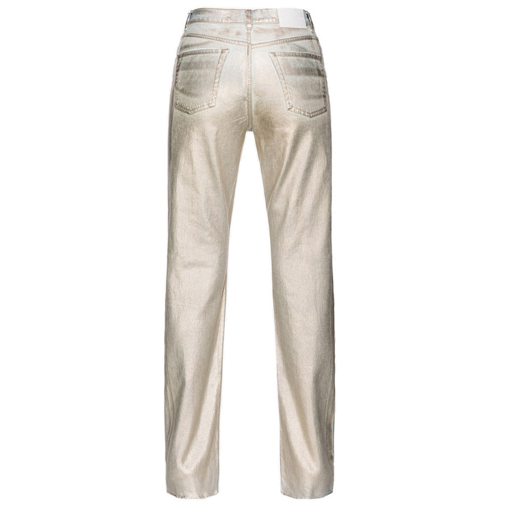 Pinko – Roxanne straight gray jeans with silver splatter – back flat lay