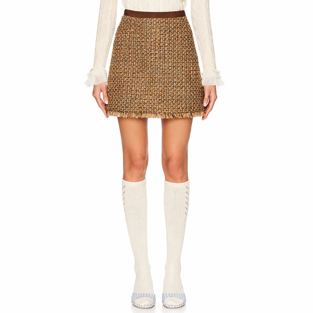 Valentino Garavani Brown Woven Skirt