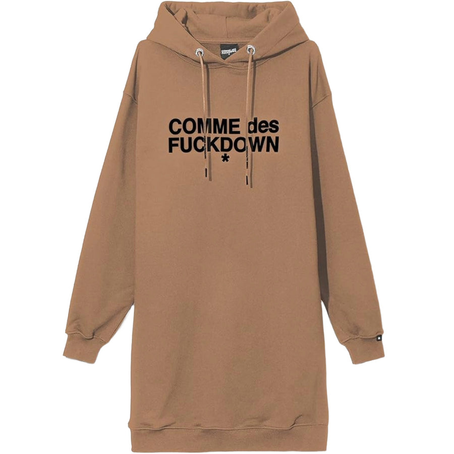 Comme Des Fuckdown Sweatshirt Dress in Brown