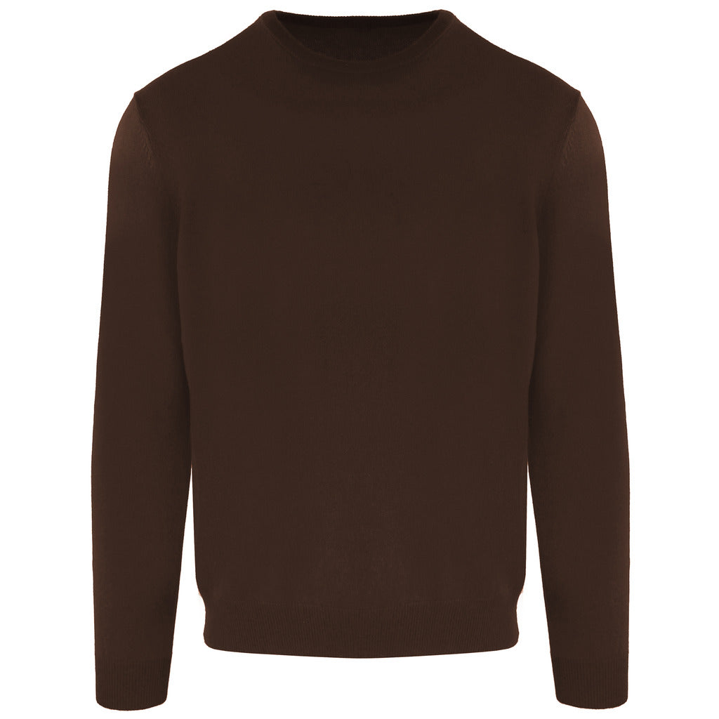 Malo – Paricollo Crewneck Sweater in Brown – front view in brown