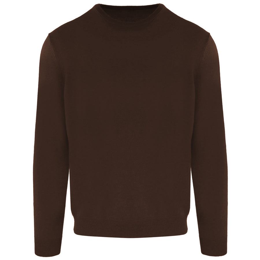 Malo – Paricollo Crewneck Sweater in Brown – front view in brown