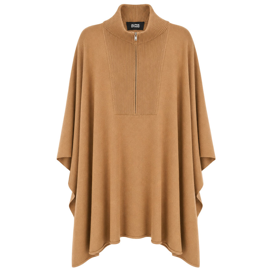 alpha studio - lupetto zip poncho total look