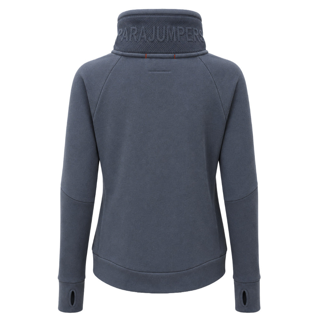 Parajumpers – blue zip-up sweatshirt with high collar – back view showing collar logo