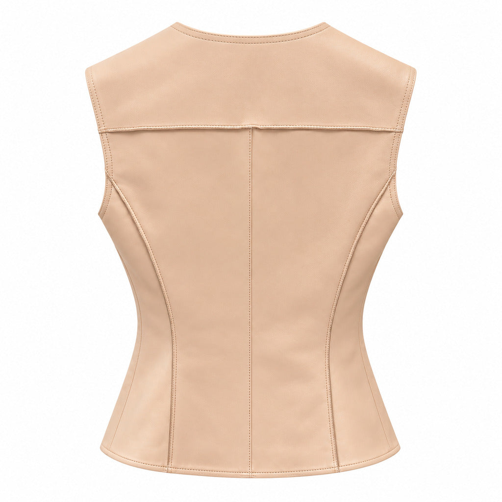 Dolce & Gabbana – beige leather vest – back flat lay showing seam details