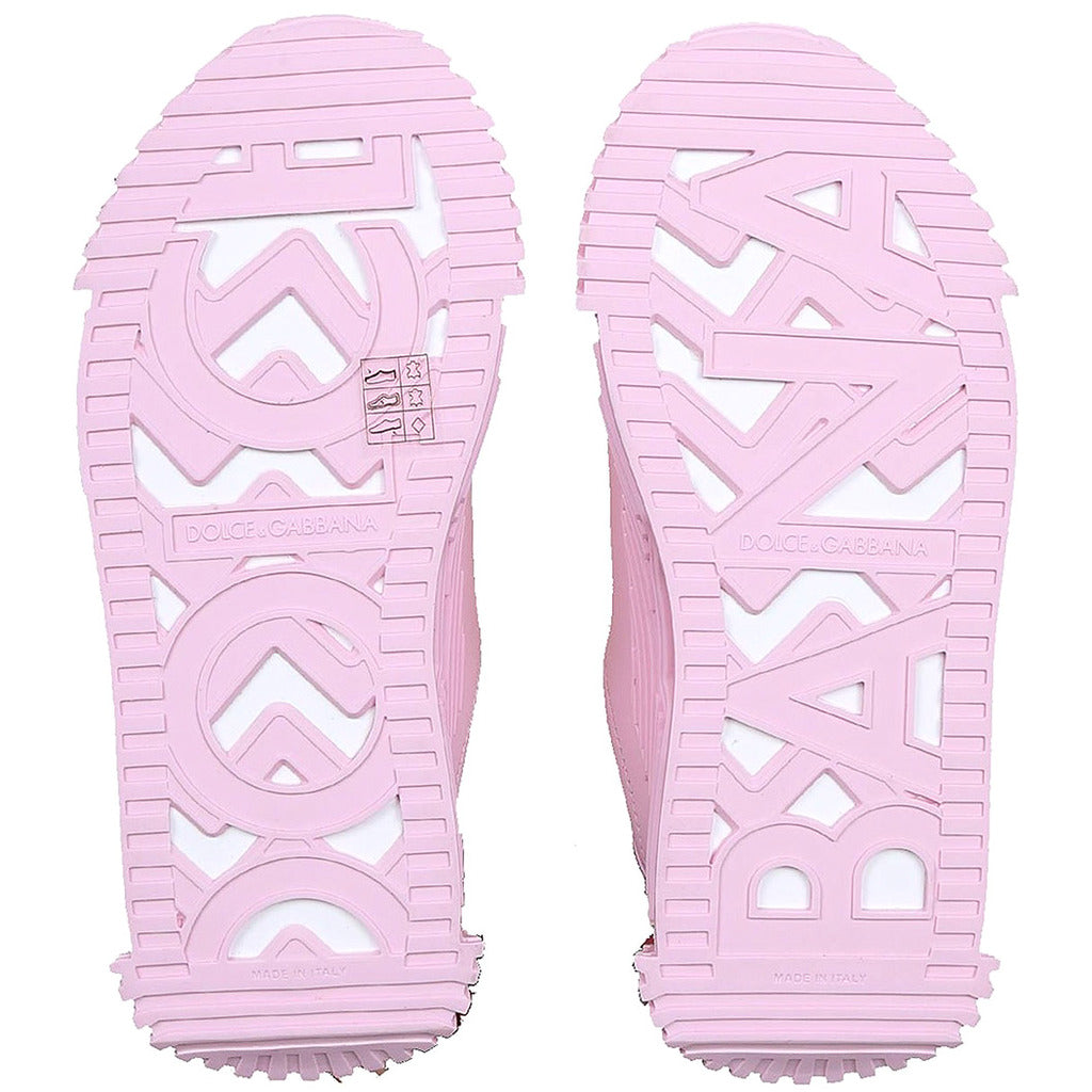 Dolce & Gabbana – pink calfskin sneakers – outsole view showing tread and raised lettering