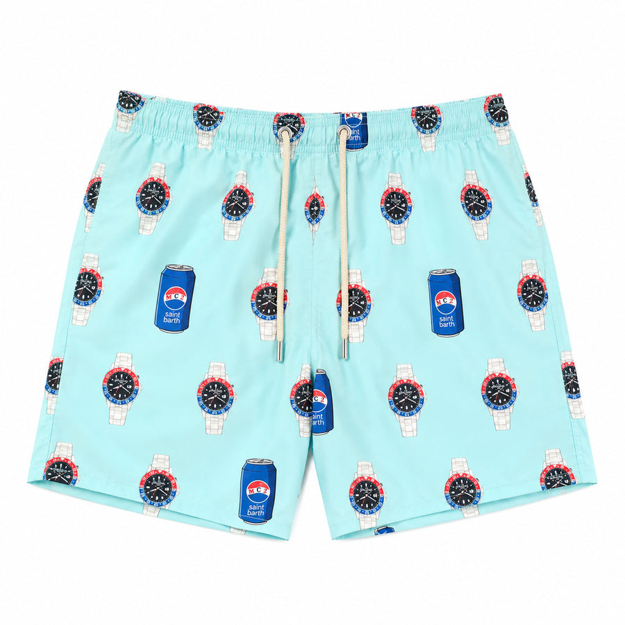 Mc2 Saint Barth – Fantasy Watch Can light blue swim trunks – front view