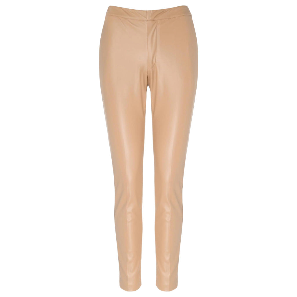 Twinset – beige faux leather trousers – front-facing studio packshot