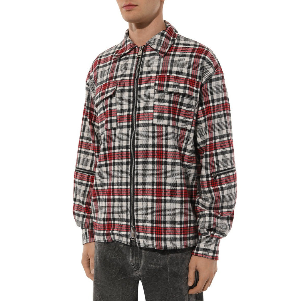 Diego Venturino – Tartan All-Zip Jacket – Front three-quarter view worn, showing zip and chest pockets