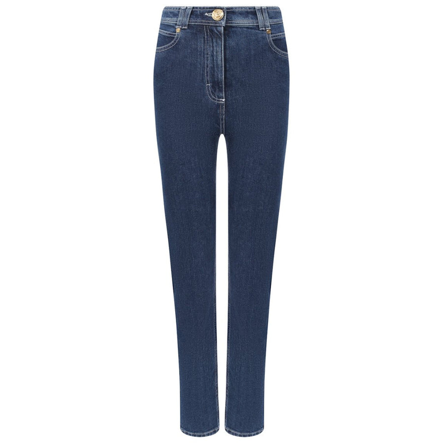 balmain - jeans high-waist regular blu
