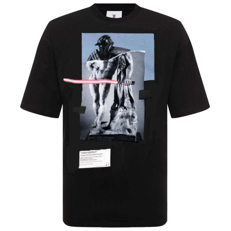 Diego Venturino – black Death Trooper T-shirt – front view with graphic print