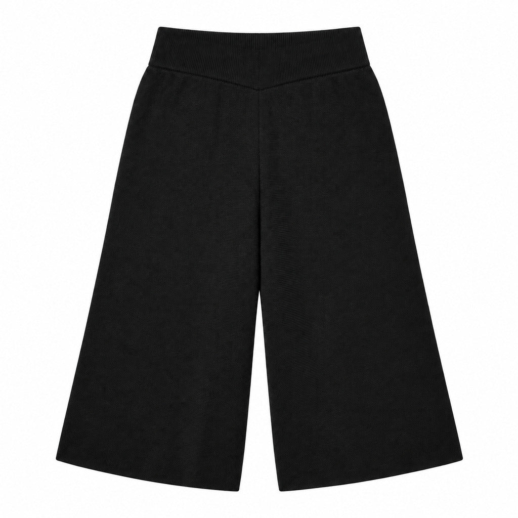 Anna Molinari – black wool Bermuda shorts – back flat lay with wide legs and clean waistband
