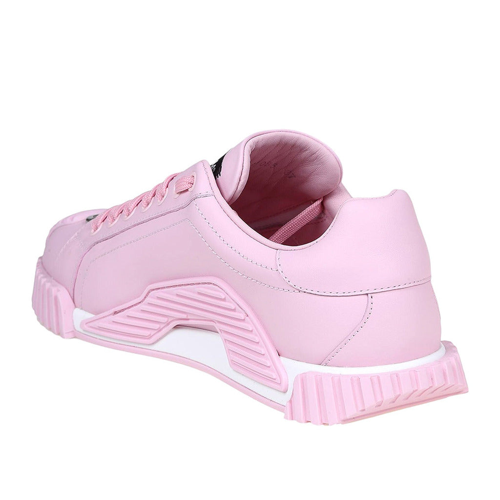Dolce & Gabbana – pink calfskin sneakers – rear three-quarter view showing heel and side sole