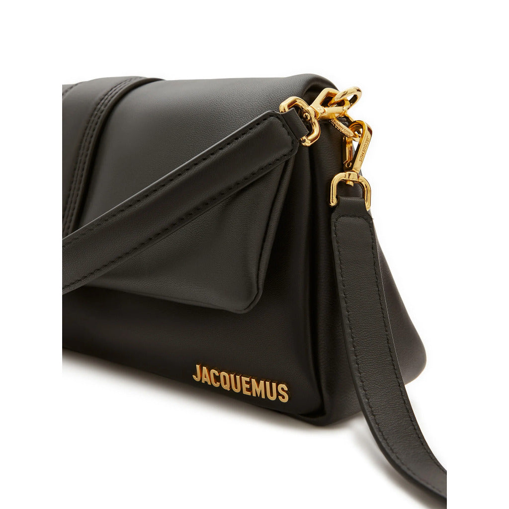 Jacquemus – Le Bambimou black shoulder bag – gold logo, side hardware, and strap detail