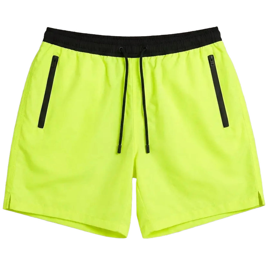 Mc2 Saint Barth – Lighting Submarine yellow swim shorts – front view with black drawstring