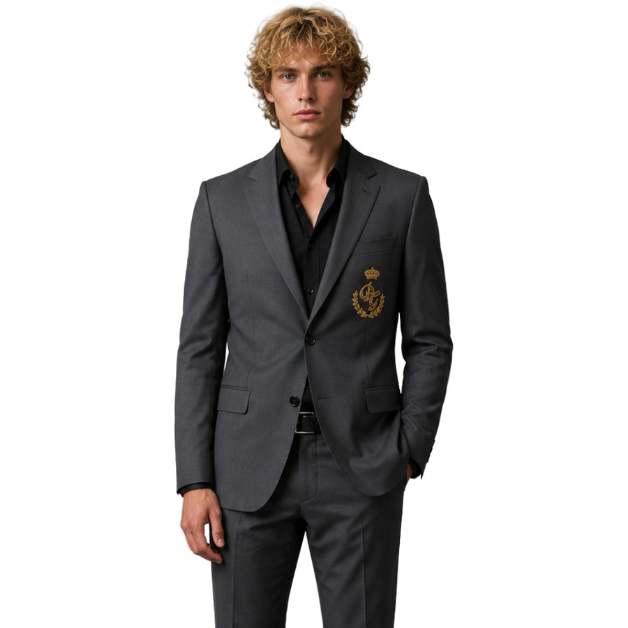 Dolce & Gabbana – blue single-breasted formal jacket – front view worn by model
