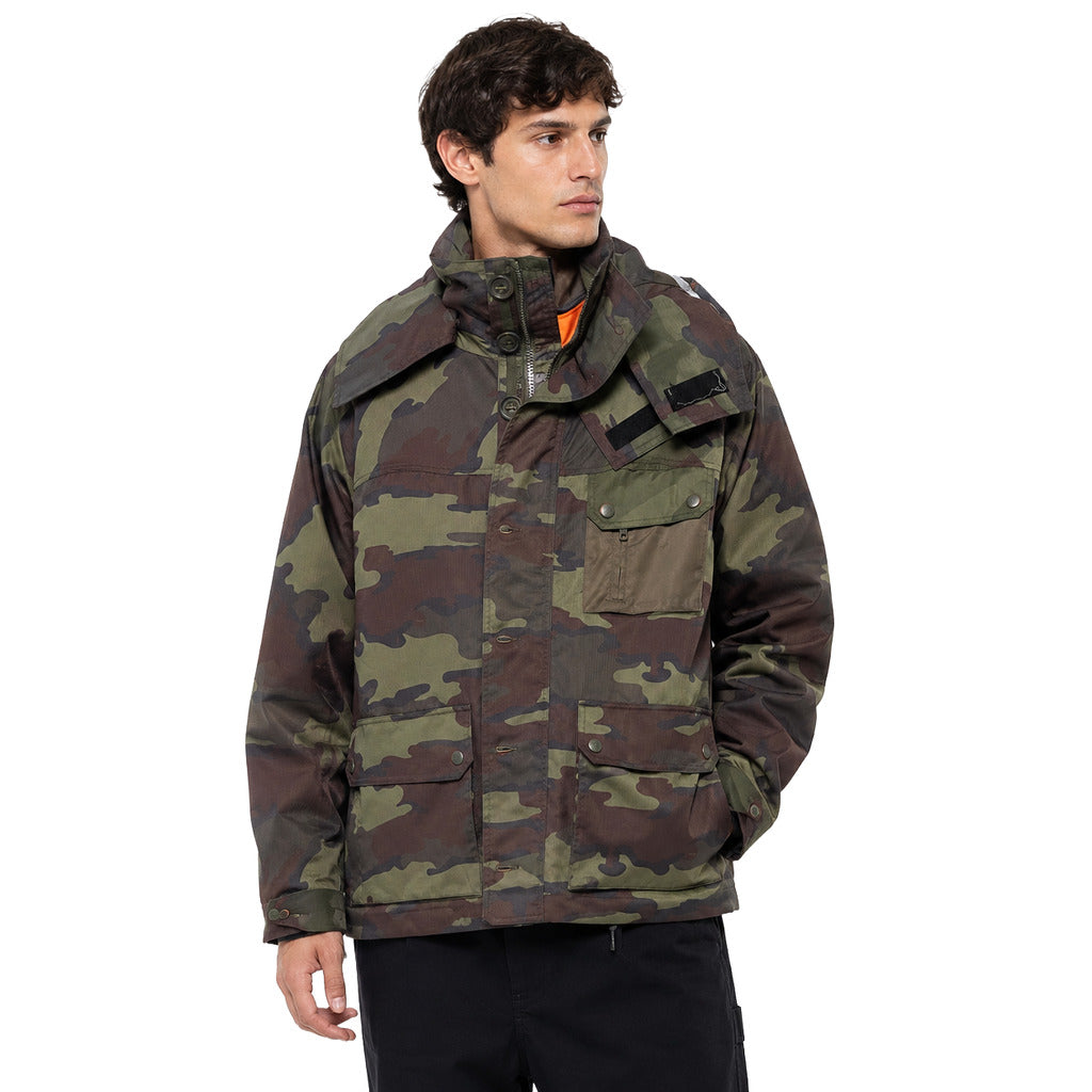 Dolce & Gabbana – camouflage button-front jacket with hood – front view on model