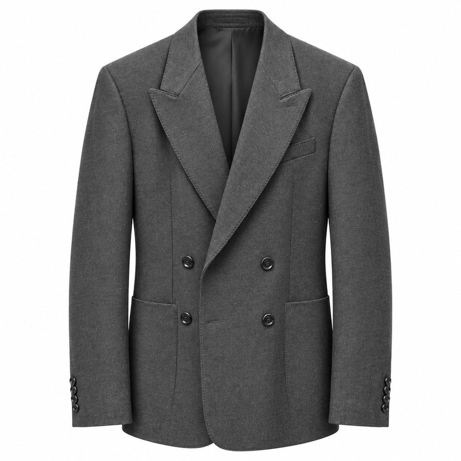 Dolce & Gabbana – grey wool double-breasted jacket – front with peaked lapels