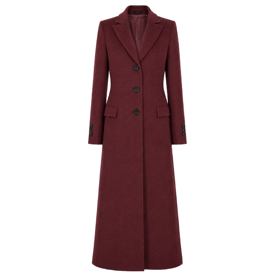 Loro Piana Tessuto – long burgundy wool coat – image 1