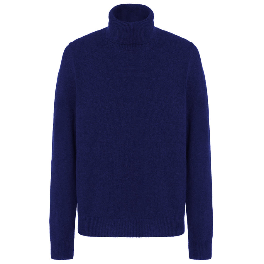 Malo – Dolcevita Turtleneck Sweater in Navy – front view with ribbed turtleneck, hem and cuffs