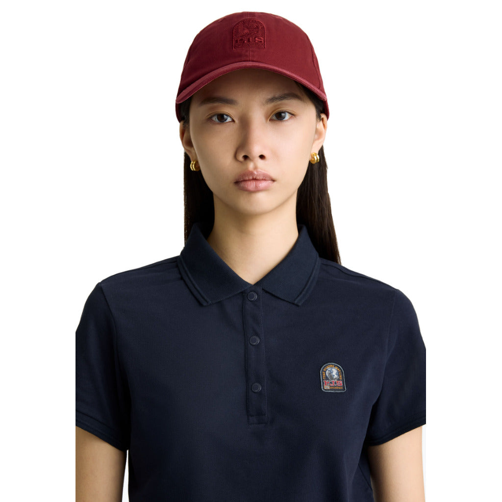 Parajumpers – Ardine Bordeaux cap – worn from the front with navy polo