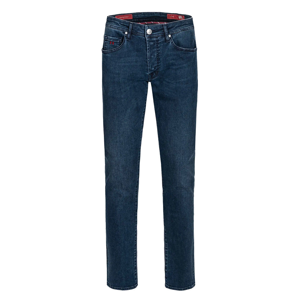 Tramarossa – Michelangelo Blue Raw R-Elax Jeans – front-facing dark blue jeans flat against white background