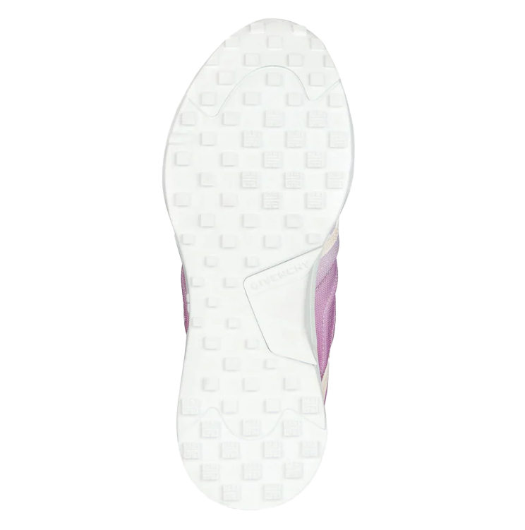 Givenchy 2° Choice – roze polyester trainers – onderkant met wit profiel en blokvormig zoolpatroon