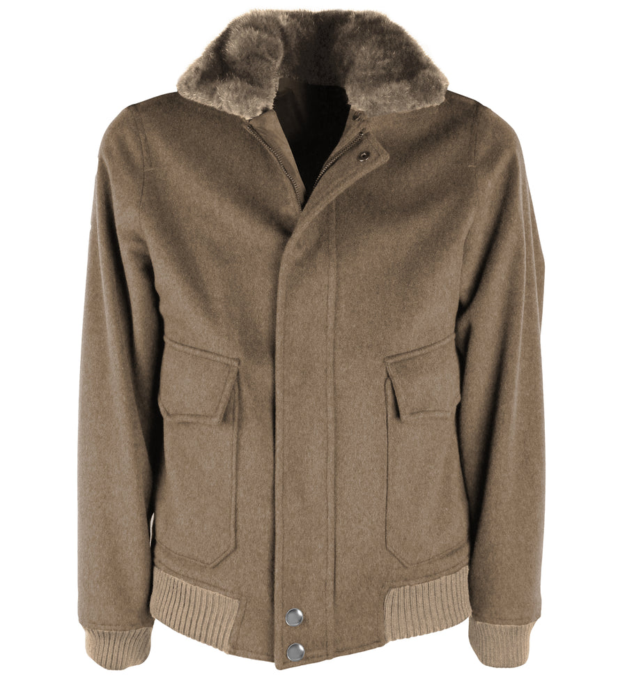 loro piana tessuto - BOMBER COAT HAZELNUT
