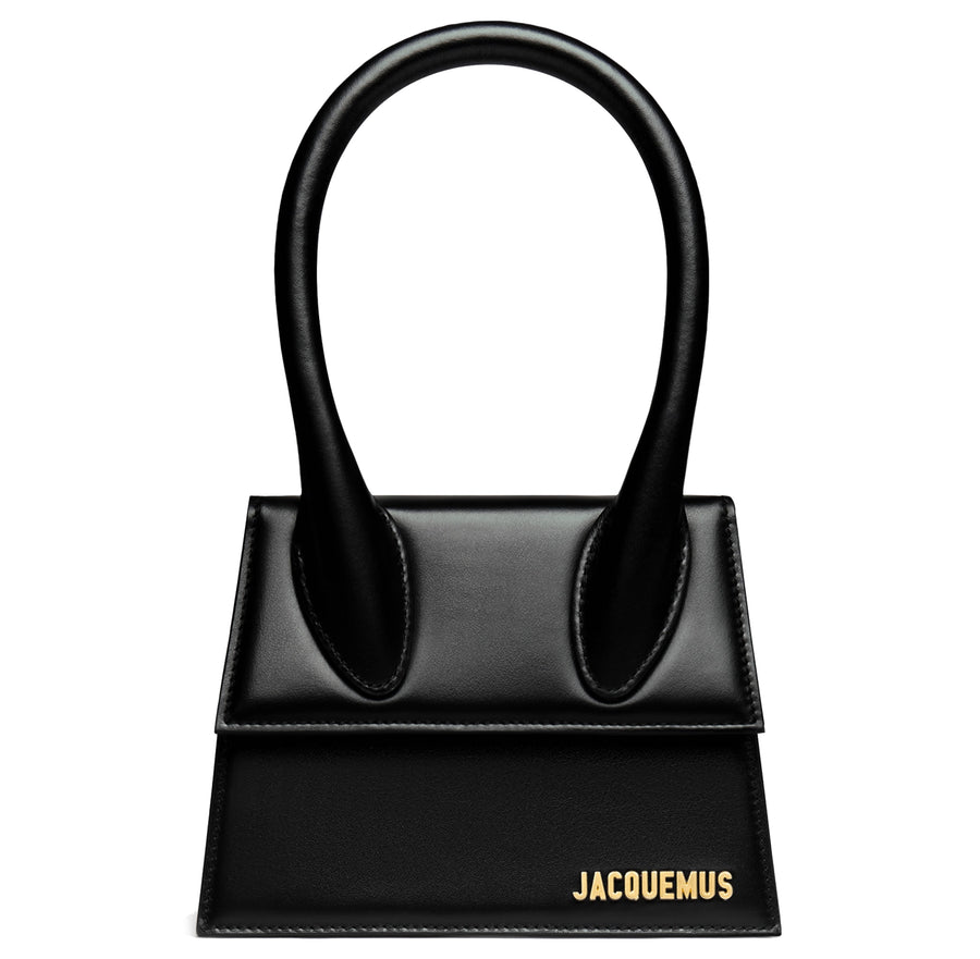 jacquemus – Chiquito Moyen Handbag in Black – front view with gold logo
