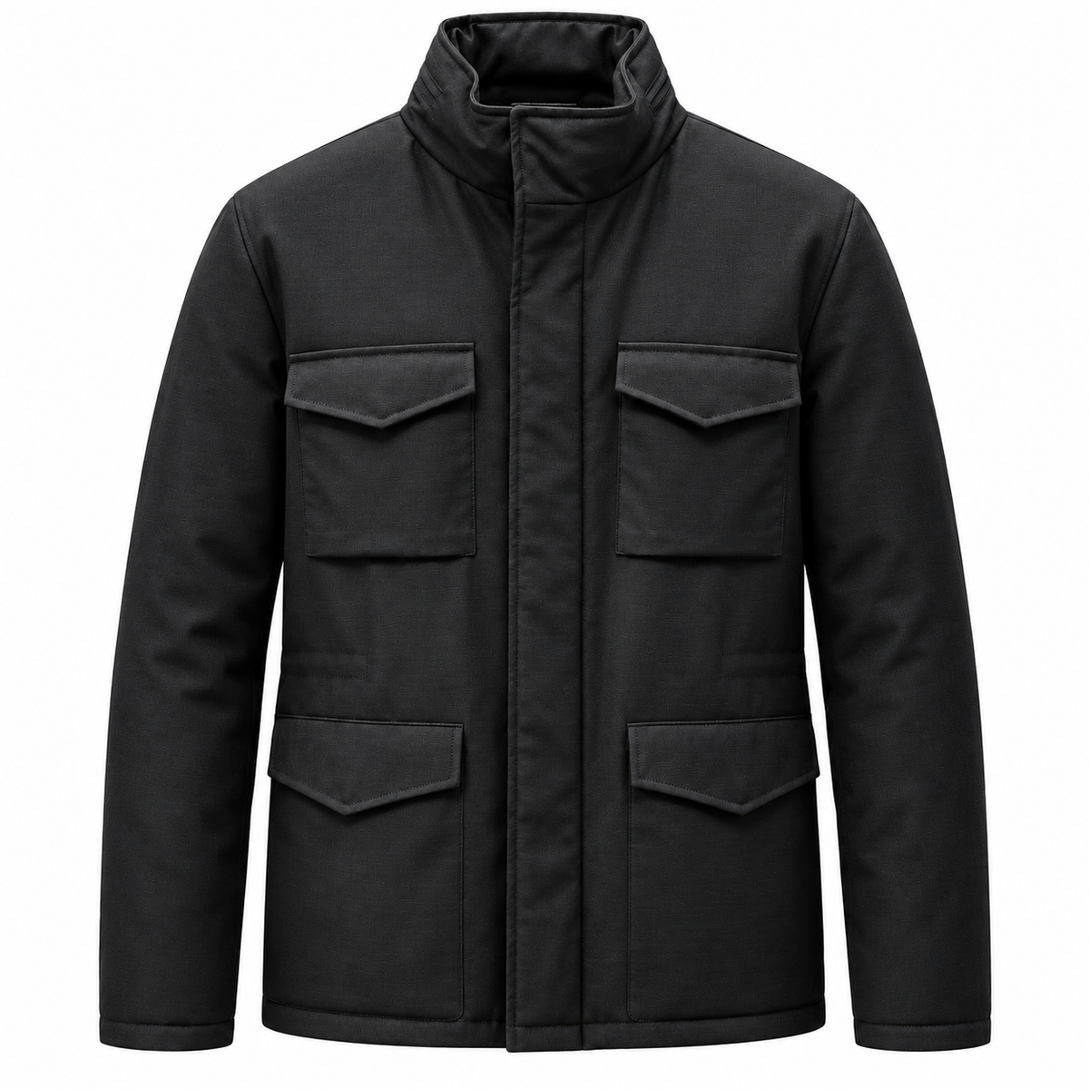 Loro Piana Tessuto Field Jacket Black 100% Virgin Wool